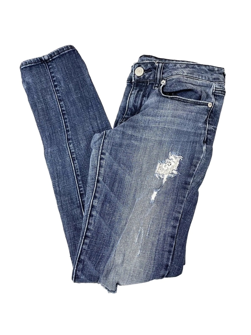 Vintage Y2K American Eagle Womens Jeans Size 6 Skinny Dark Wash Distressed #1085